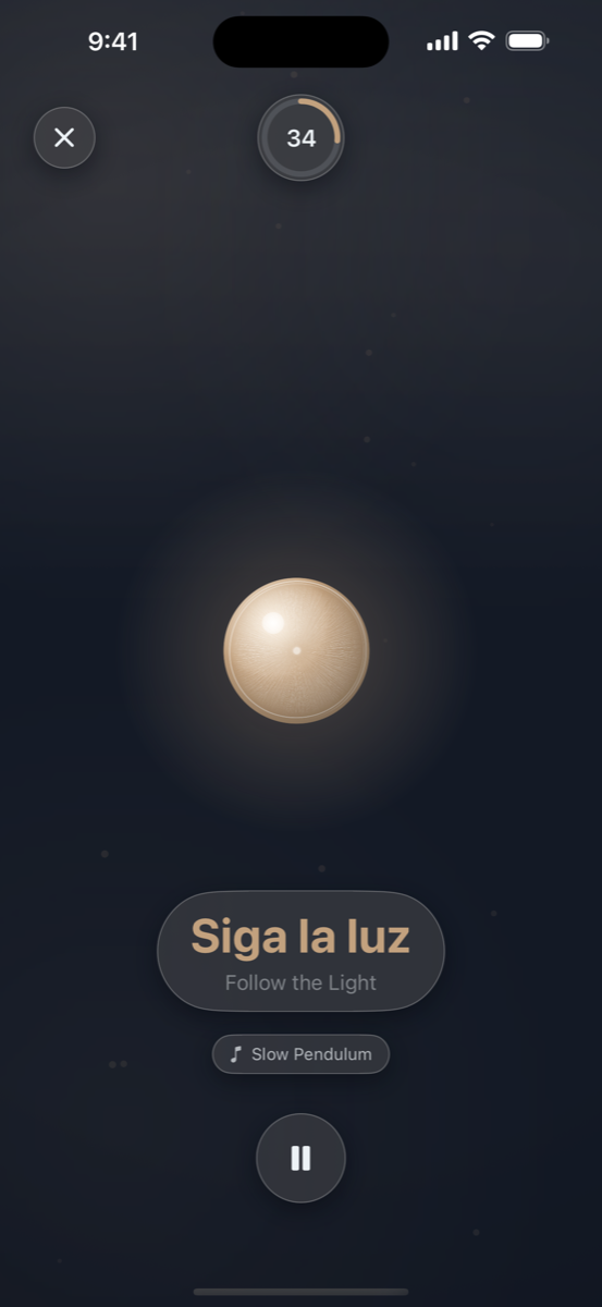 Pantalla de seguimiento suave de Easy Eyes con una luz para seguir